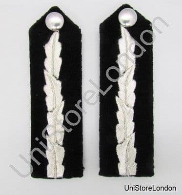 Gorget Collar Patch Black Silver Leaf L 4 3/4' '  Plain Back R1125