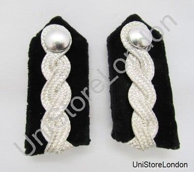 Gorget Collar Patch Black Silver Twisted Braid L 3'' Clip at Back R1126
