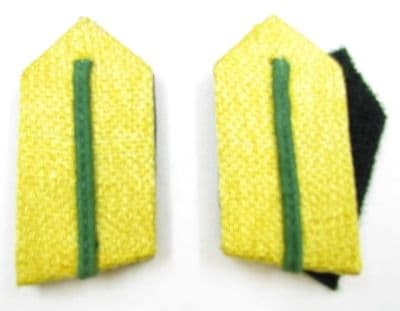 Gorget Collar Patch Gold with Green Russia Braid 3 Inch Long Velcro Backing