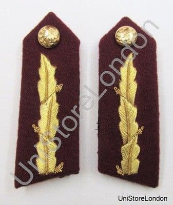 Gorget Collar Patch Maroon Gold Leaf L 3 3/4' ' General Officers R853