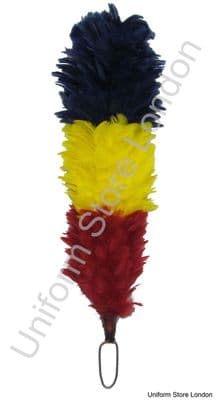 Hackles Plumes Blue Yellow Red 12 Inch