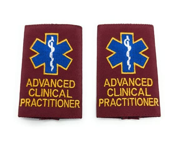 Medical epaulettes Healthcare Sliders on Red PARAMEDIC URGENT CARE FREC 3