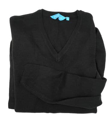 Mens V-Neck Acrylic Jumper Pullover Deluxe Sweater Black R966