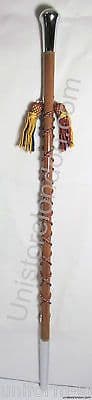 Parade Stick Brown Malacca Cane Chrome Head & Base Wrapped in Cord 36'' R1226