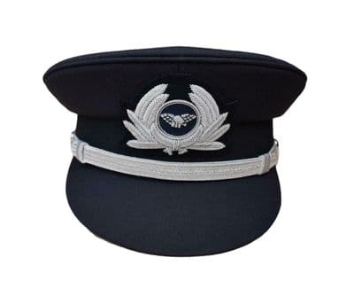 Pilot Cap with Generic Silver Cap Badge Navy Blue Airline Cap