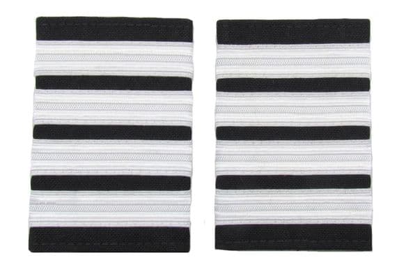 Pilot Captain, Silver Strips Epaulettes, Airline, Cabin Crew 4 Bars R1737-04