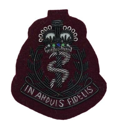 RAMC Officers Beret Cap Badges. Army, Black Embroidery on Maroon