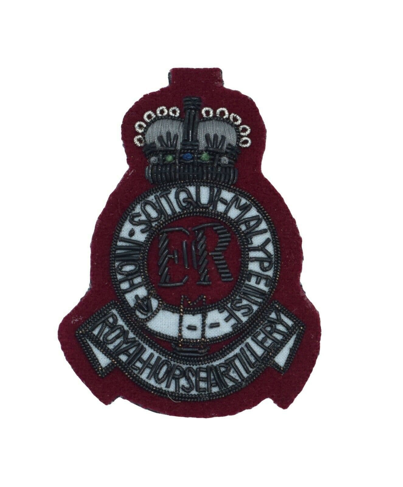 RHA Officers Cap Badge Blackout Cap badge on Maroon