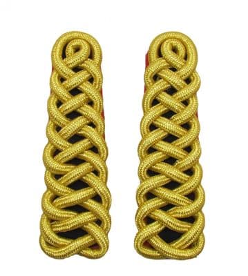 Royal Dragoon Guards Shoulder Cords Gold  Mylar on Blue &  Red Backing Sold Pair