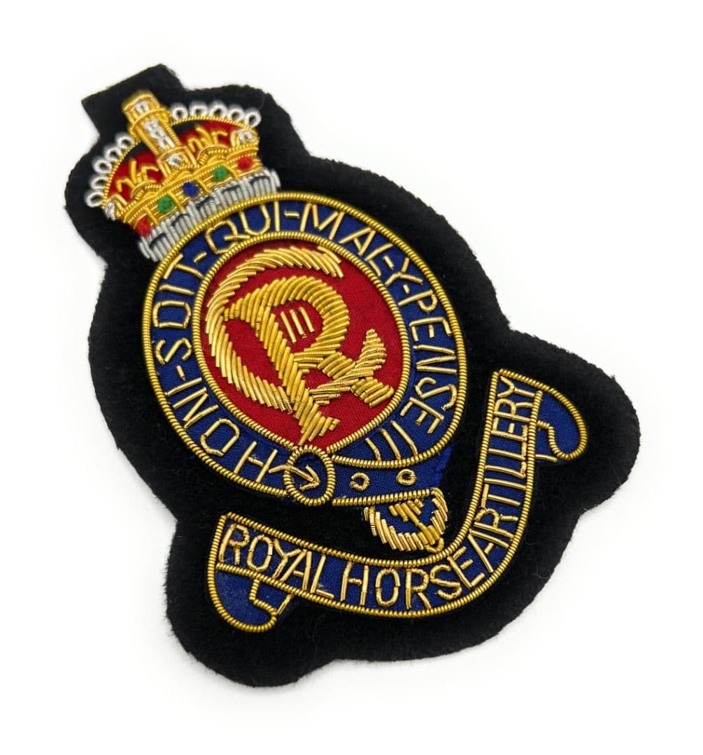Royal Horse Artillery Blazer Badge RHA Silver Kings Crown