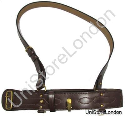 Sam Browne Belt,  Sam Brown, Brown Leather with Gold fitting R145