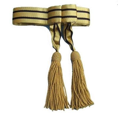 Sash Army  Belt,Gold-Black All Gold Tassles R294