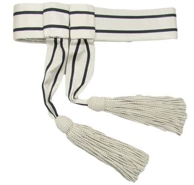 Sash Officers Waist Belt Silver Black with Tassels R1596
