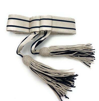 Sash Officers Waist Belt Silver Blue with Tassels R1539