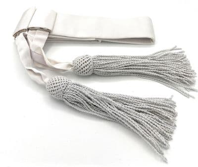 Sash  Waist Belt White with White Tassels Police Band sash R1112