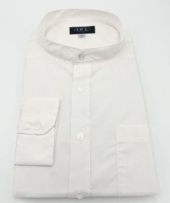 Shirt Grandad collar white with pocket Long Sleeve R504