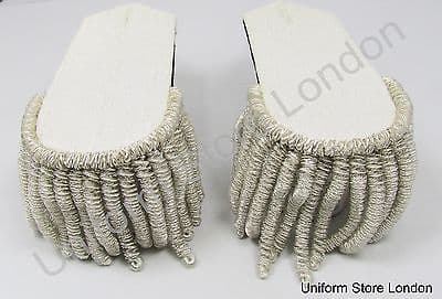 Shoulder Board all Silver with Silver Wire Fringe Sold Pair R1517