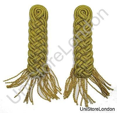 Shoulder Board Bagpipers 6.5 inch with Metal Hinge Plate at Back Gold Fringe