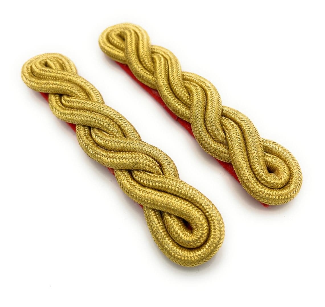 Shoulder Cord in Gold Mylar 2 ply x 6 curls Red backing