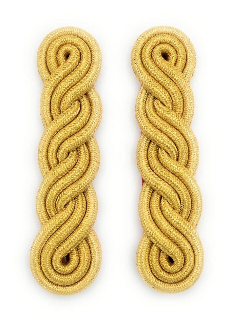 Shoulder Cord in Gold Mylar 3 ply x 5 curls Red Backing & Strap R1538