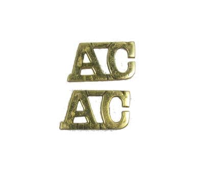 Shoulder Title AC Gold Shank & pin Size 30 x 15 mm Sold Pair R1712