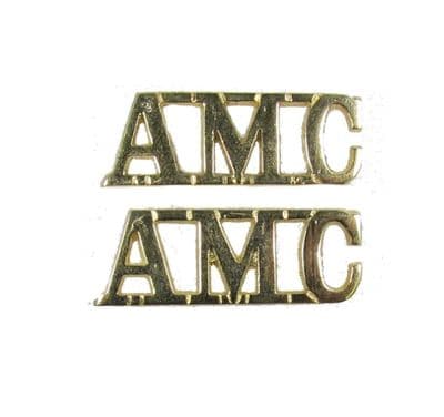 Shoulder Title AMC Gold Shank & pin Size 40 x 15 mm Sold Pair R1713