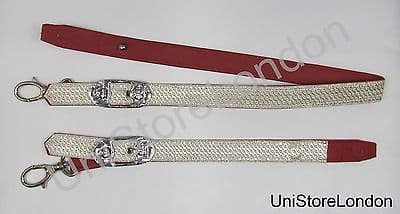 Slings Long Short Sword Silver Braid on Red Leather Lion Head Buckle R1429