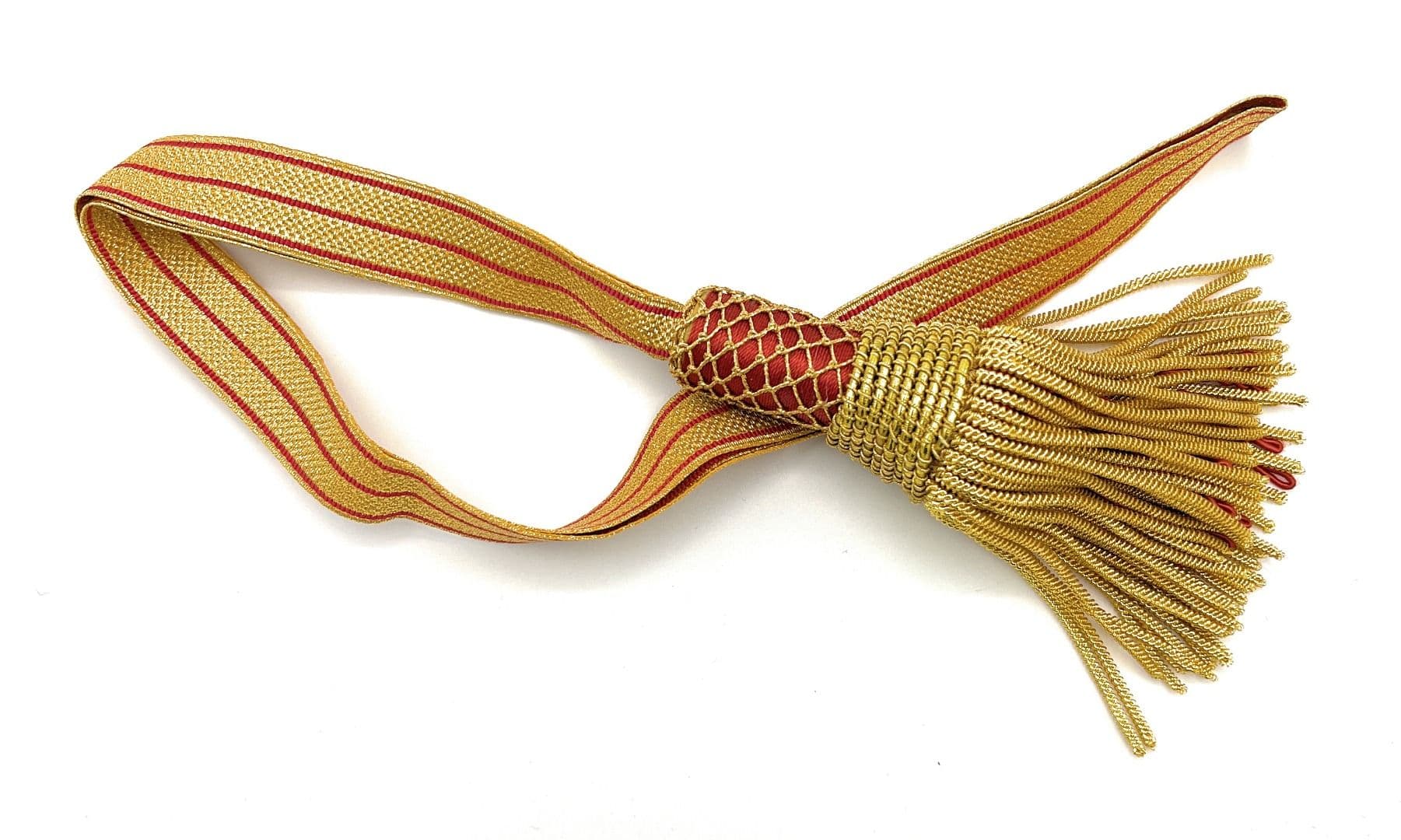 Cryptorf Ribbon Sword Knot Gold & Red Fringe Ribbon with 3 Red Strips R1611