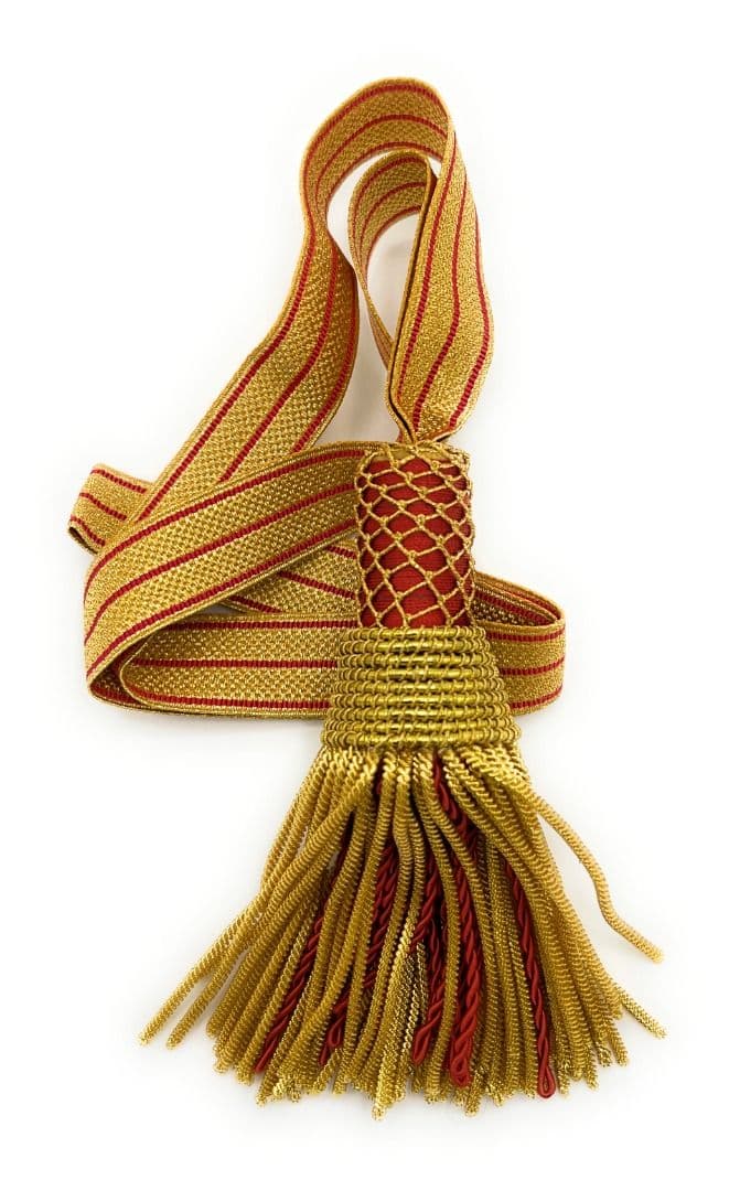 Sword Knot Gold & Red Fringe Ribbon with 3 Red Strips R1611