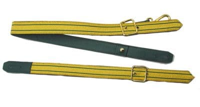 Sword Sling Gold 2 Green Strips on Green Leather Gold Buckle Long & Short R1806
