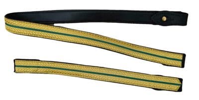 Sword Sling Gold Green Strips on Black Leather Long & Short