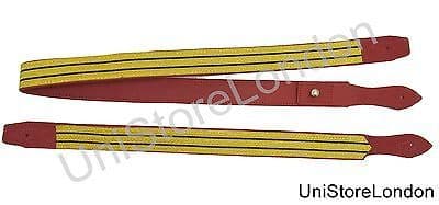 Sword Slings Long & Short Gold 2 Black Stripe on Red Leather - R1439