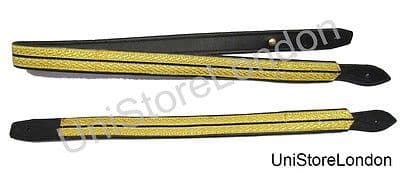 Sword Slings Long & Short Gold-Black-Gold Braid Infantry Black Leather - R1369