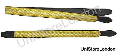 Sword Slings Long & Short Gold-White-Gold Braid Black Leather - R1375