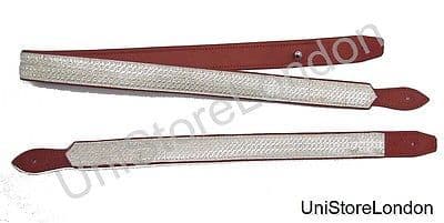 Sword Slings Long & Short Silver Braid Red Leather - R1368