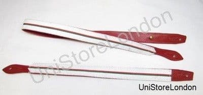 Sword Slings Long & Short White Green Red White Braid Red Leather - R1044