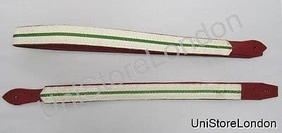 Sword Slings Long & Short White Green White Braid Red Leather - R1376