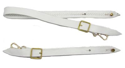 Sword Slings White Matt Leather Long Short Sling Gold fitting R1165ML