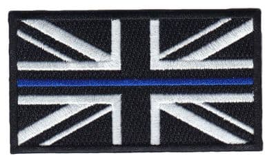 Thin Blue Line Union Jack Embroidered Patch-hook & Loop Backing Police UK