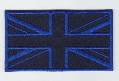 Union Jack Blue Black Flag Embroidery Sew On Iron On Patch Badge UK