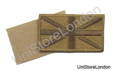 Union Jack Cloth Badge Embroidered Sand Velcro Backing R741