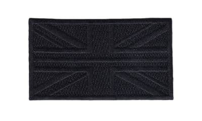 Union Jack Embroidered Black Patch-hook & Loop Backing  UK