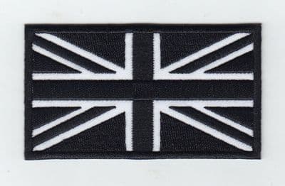Union Jack White Black Flag Embroidery Sew On Iron On Patch Badge UK