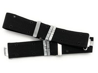 Web Belt,Black Army  Police Pistol Belt Chrome Fitting