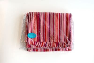 Linen Duvet Set - Single - Red/White  - Fitted Sheet
