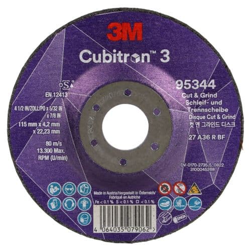 3M 115mm x 4.2mm  Cubitron 3 Cut and Grind Wheel 95344