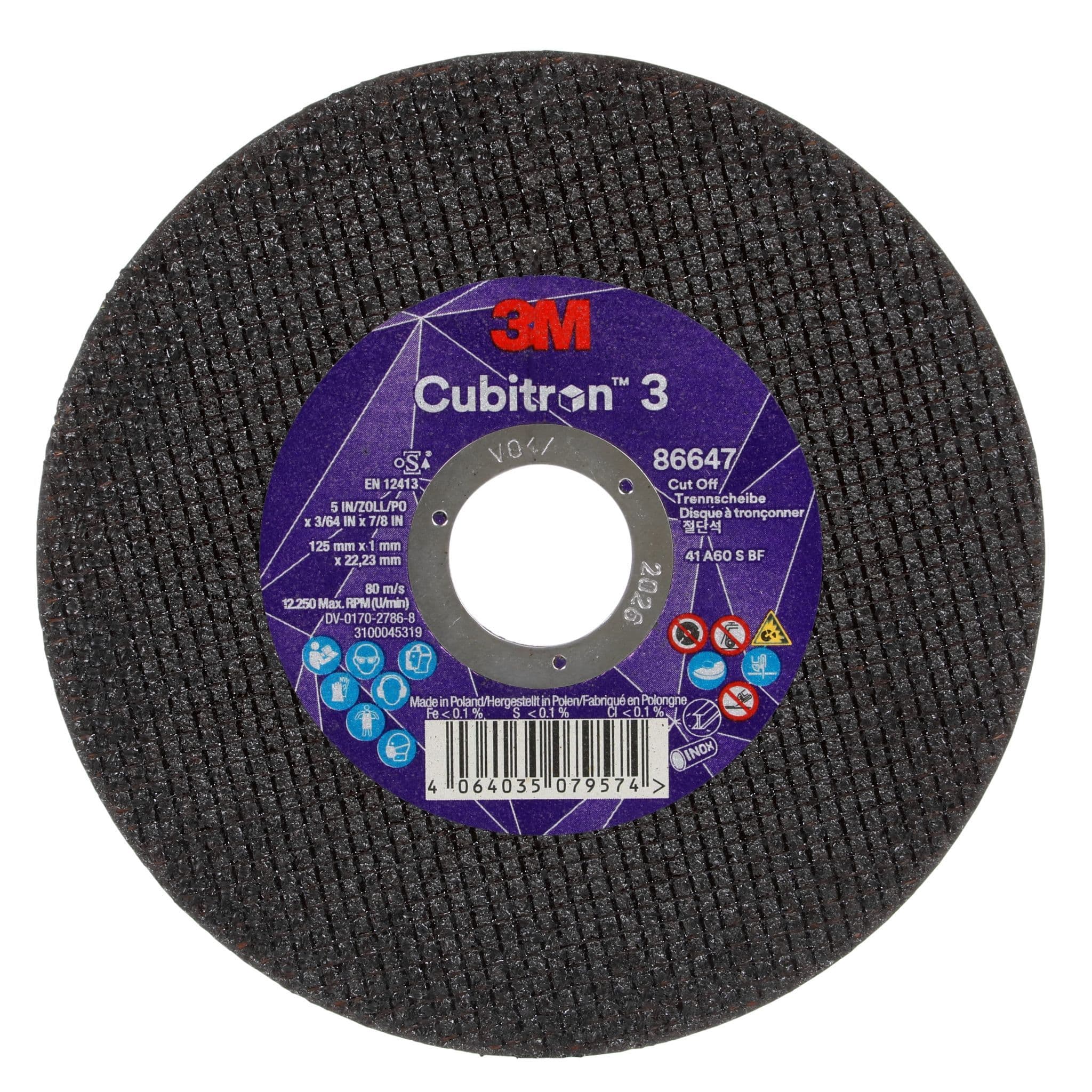 Slitting Disc Mouting 3M 125X1 0mm Cubitron 3 Slitting Discs 86647