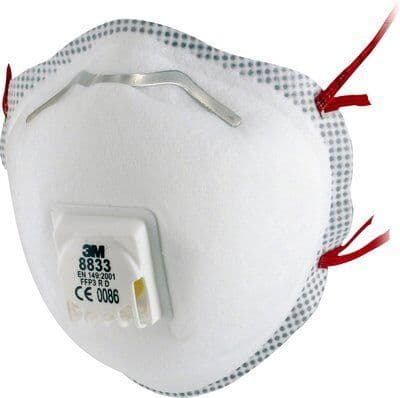 3M Respirator 8833 FFP3 Disposable Valved Box of 10