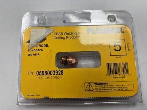 Esab 0558003928 600A Tungsten Electrode, Pack of 5