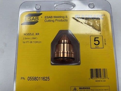 Esab 0558011625 2.5mm PT-36 Nozzles, Pack of 5